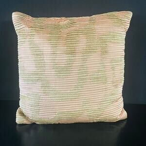 Rose Gold/ Gold Patterned and Pleated Throw Pillow 18 x18-NEW